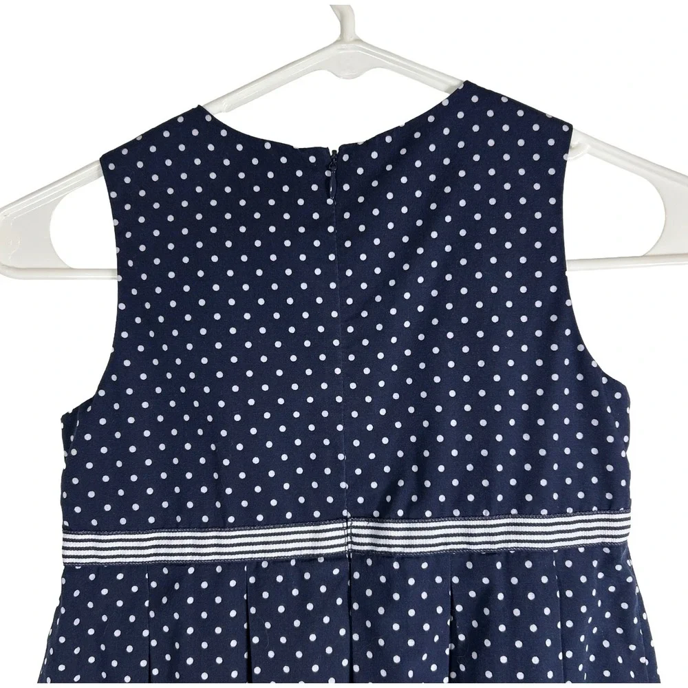 Gymboree Girls‎ Navy Blue White Polka Dot Pleated Sleeveless Dress Size 7